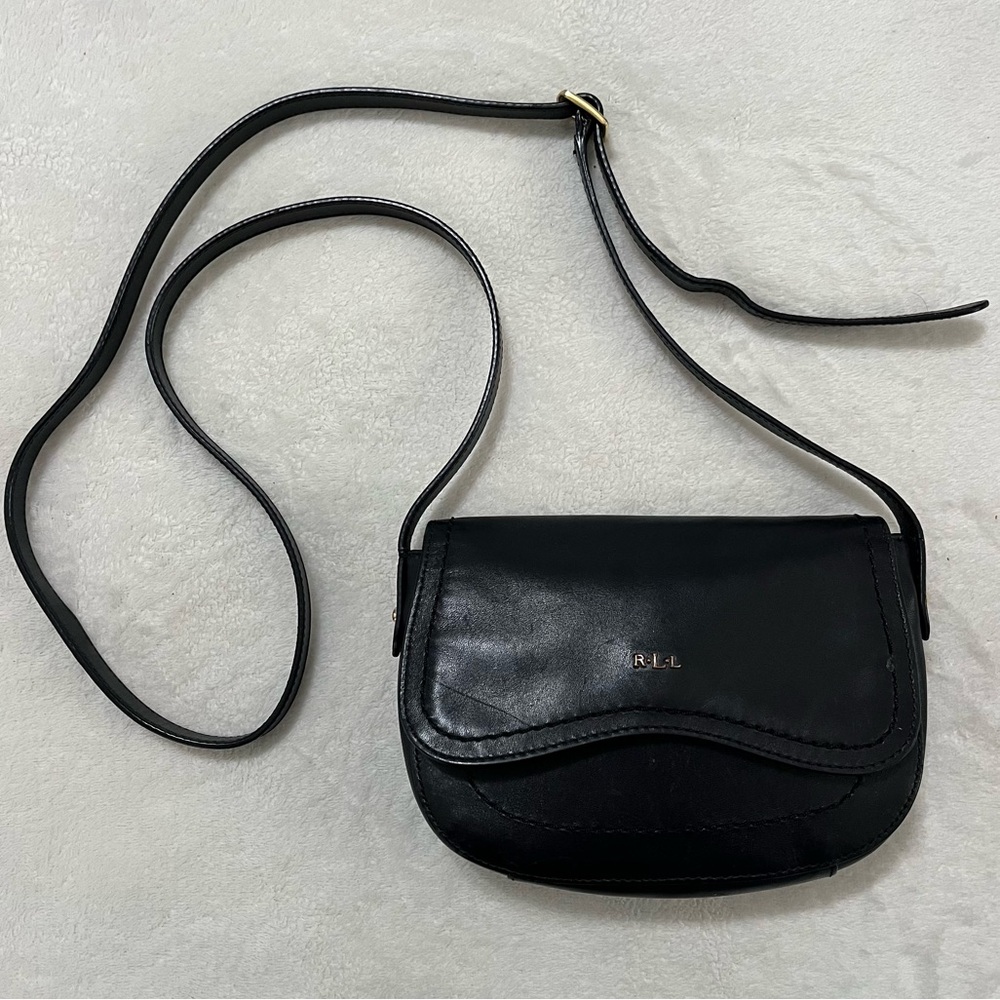 Lauren Ralph Lauren RLL Small Black Leather Crossbody Bag